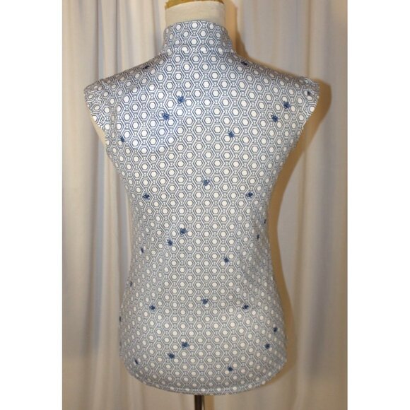 NEW SanSoleil SolCool Sleeveless Mock XS 1/4-Zip Polo White Navy Bumble Bee Prin - Picture 3 of 3